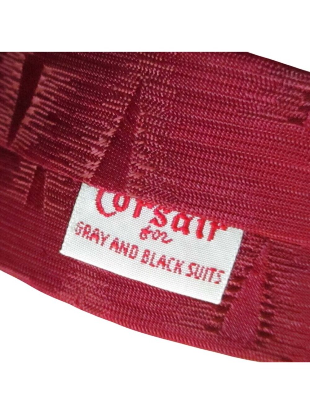 Vintage Necktie Corsair Red Embroidered Skinny Tie For Gray & Black Suits